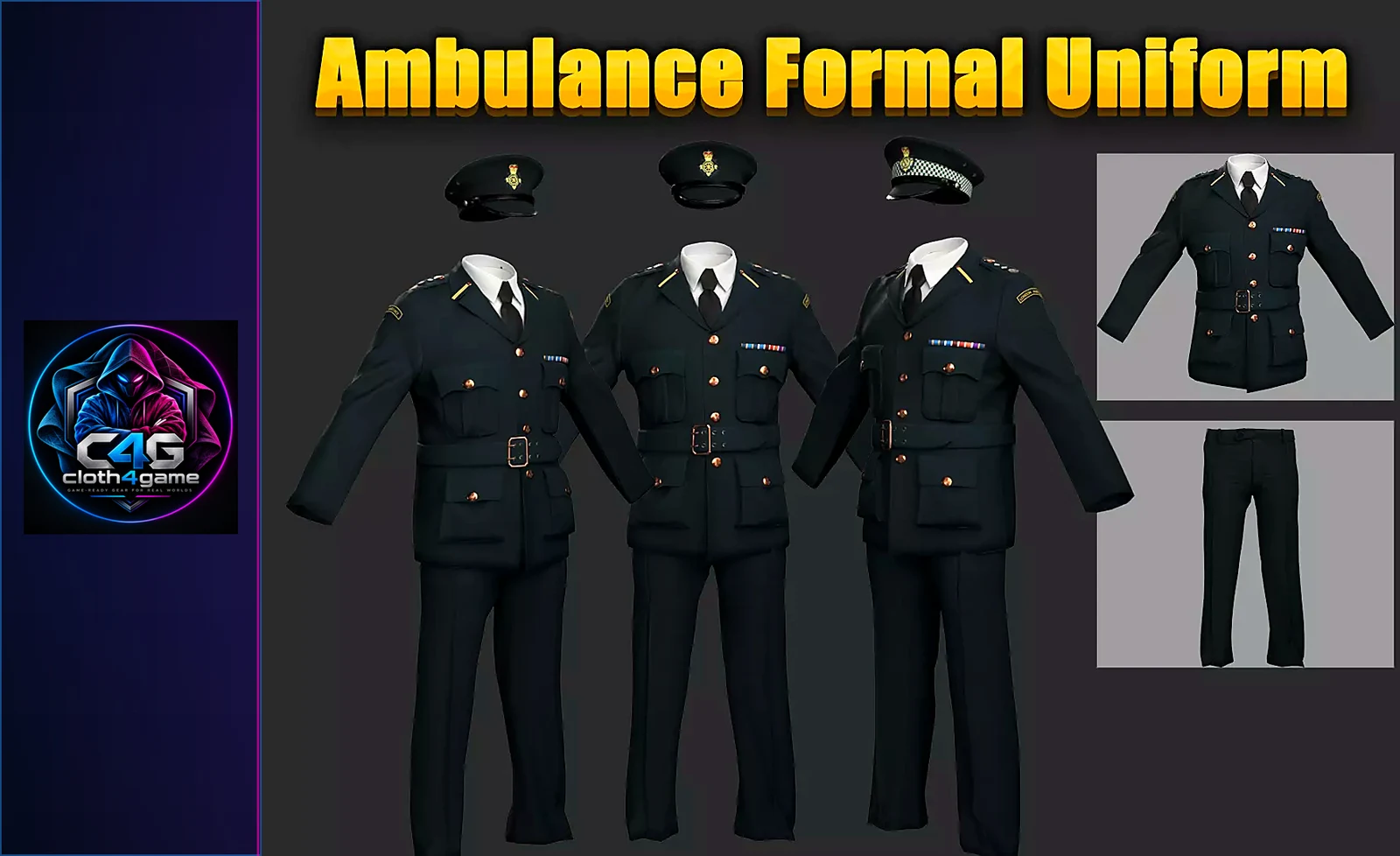 Model of London Ambulance Service Formal Uniform - 3D model render by Cloth4Game
