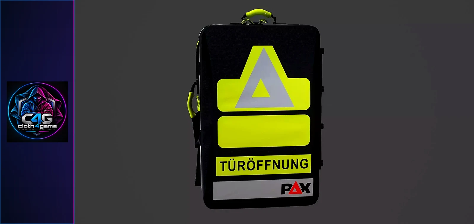 PAX Rucksack Turoffnung PAX Dura Black Emergency FIVM ready - 3D model render by Cloth4Game
