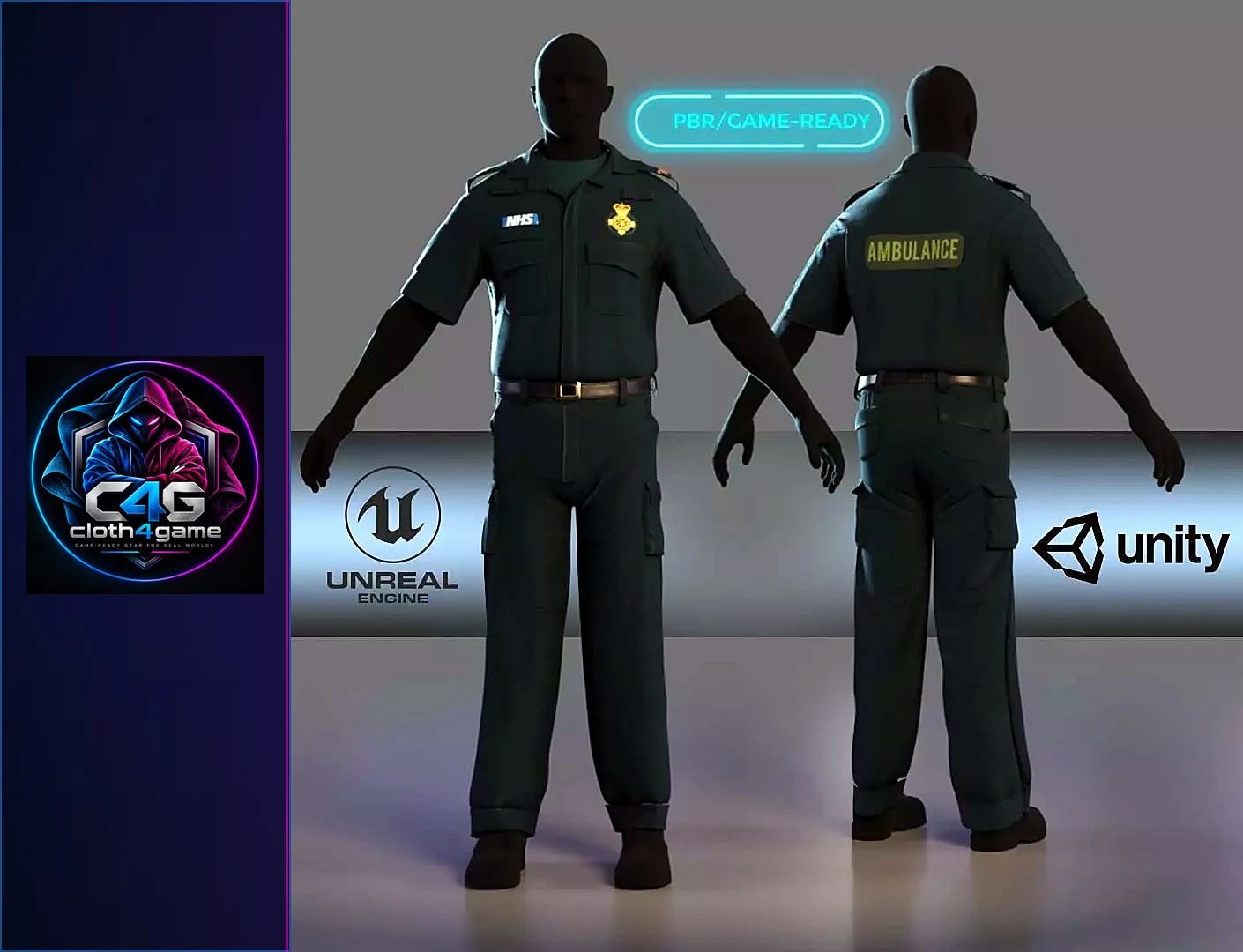 UK Ambulance Paramedic Uniform British Emergency EMT Suit - 3D model render by Cloth4Game
